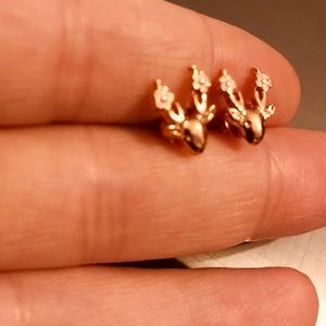 Rose Gold Plated Deer with flower Studs